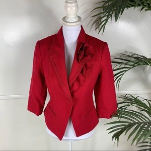 White House Black Market Red Blazer Womens 6